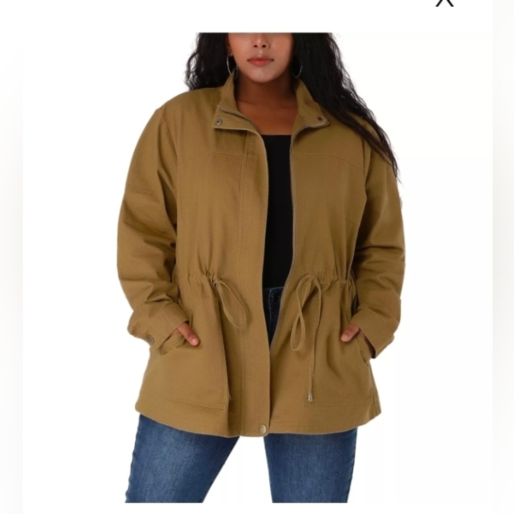 Agnes Orinda Women's Plus Size Jacket Lightweight Anorak Drawstring Utility